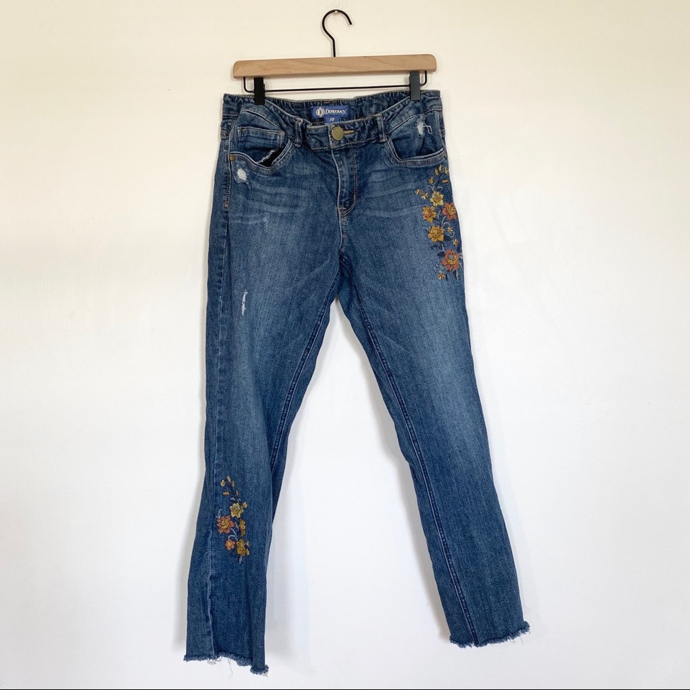 Democracy raw hem printed jeans